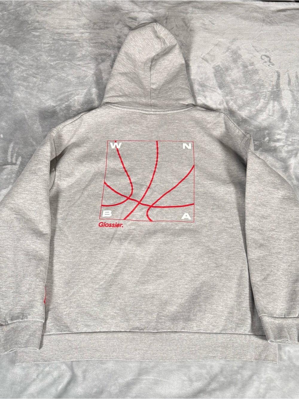 Glossier x WNBA Basketball Hoodie Adult XL Pullover Double Sided Gray